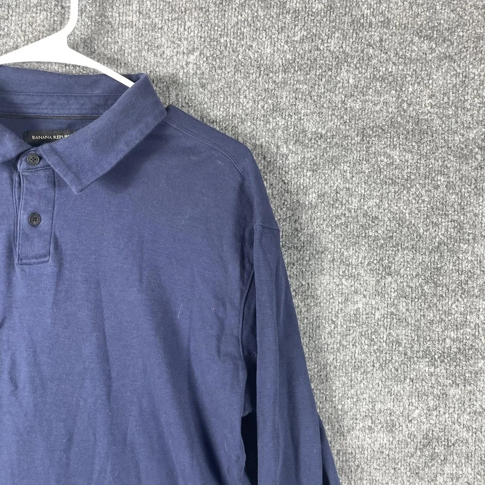 Banana Republic Shirt Mens Large Blue Polo Long Sleeve Collared Button Up Preppy